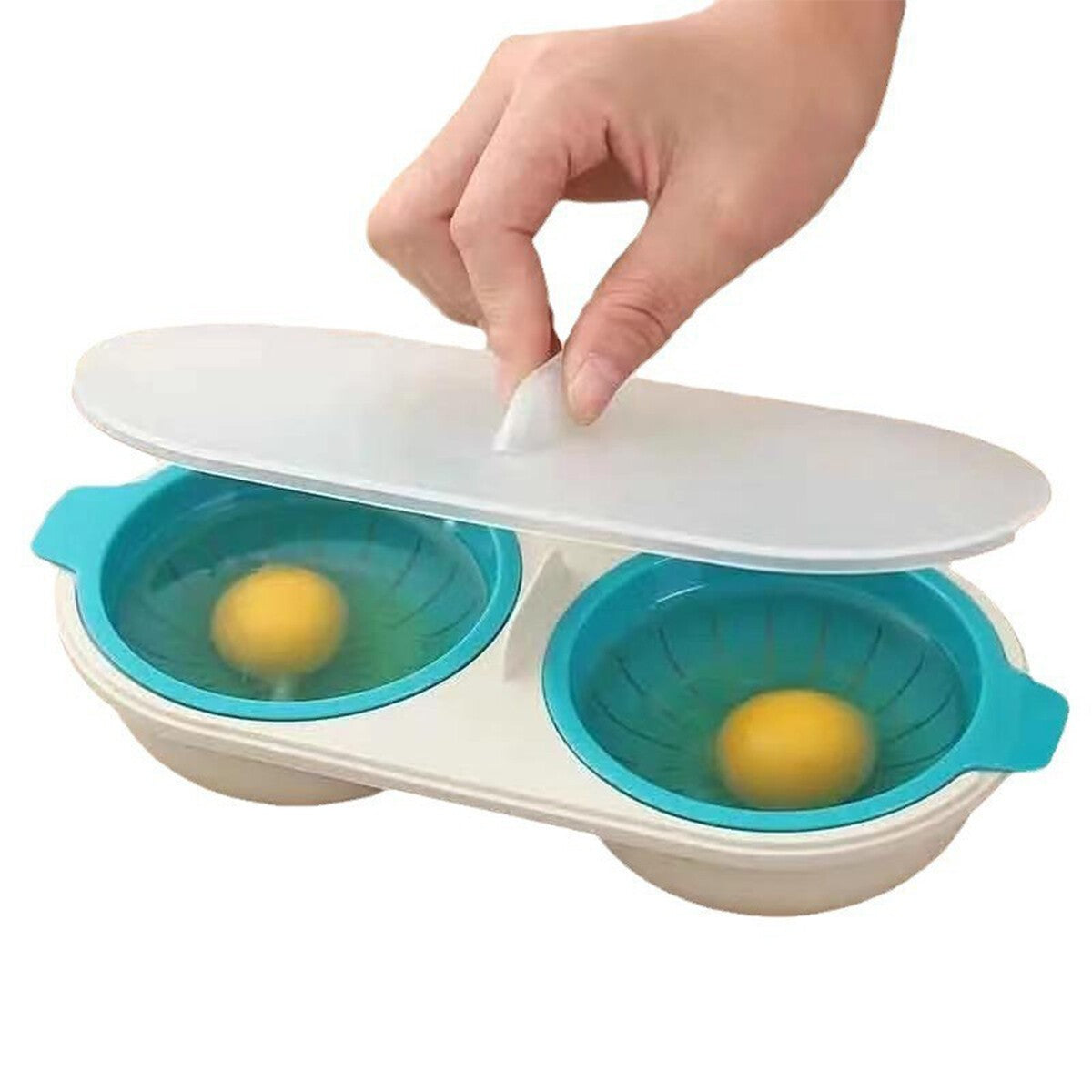 Egg Cooker Boiler Double Cup Poacher Eggs Cookware Steamer Maker Poach Microwave
