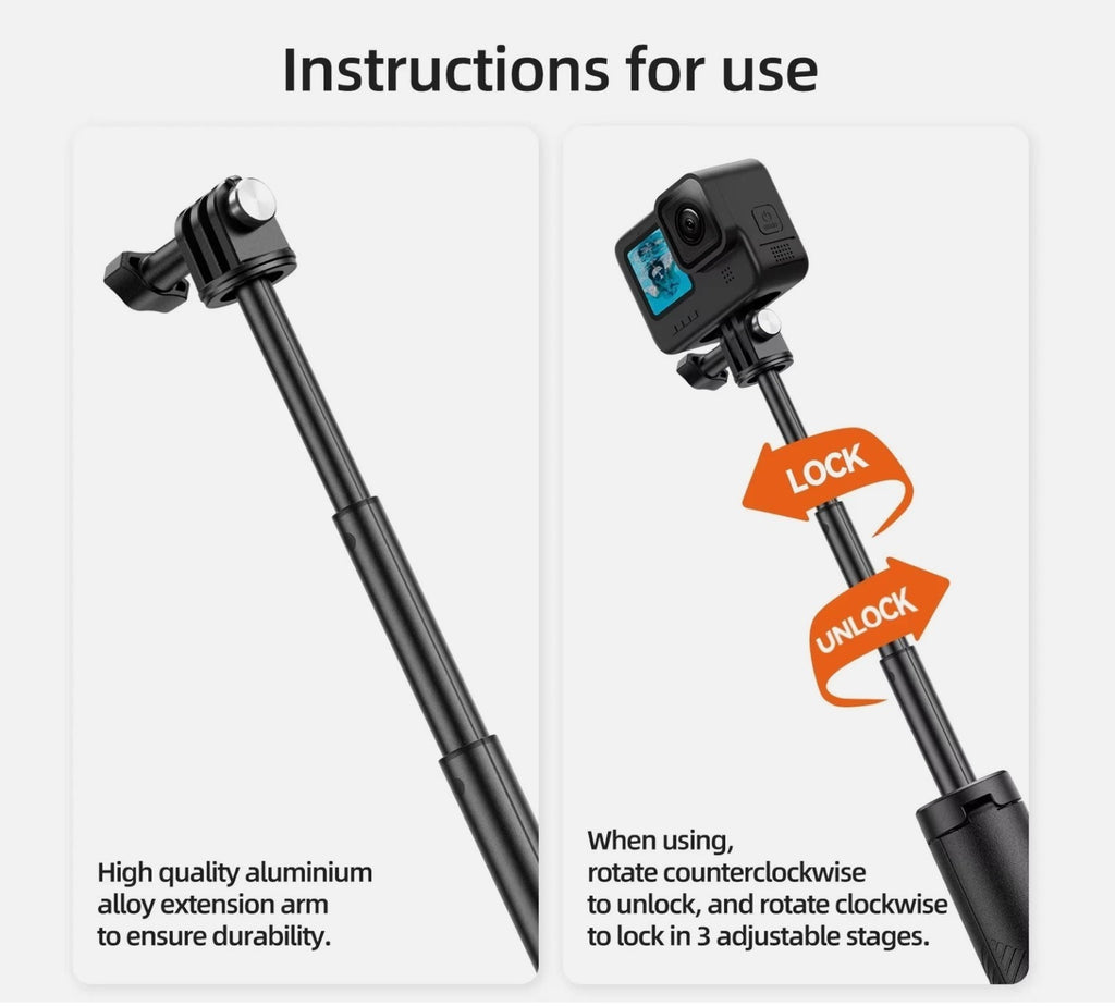 TELESIN 4 in 1 Floating Hand Grip Tripod Selfie Stick for GoPro Hero 13 12 11 10
