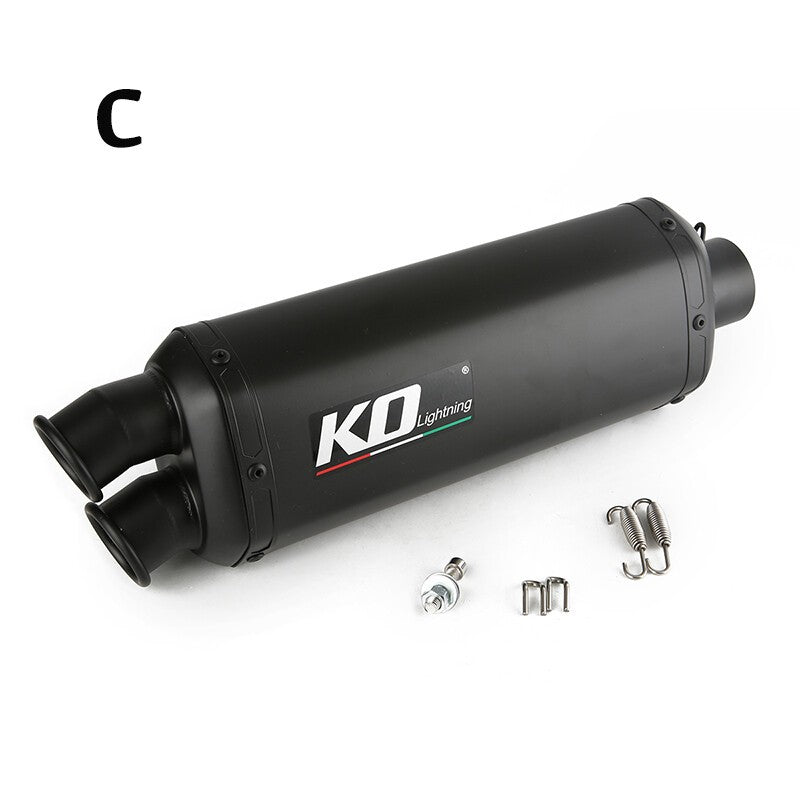 51mm Universal Motorcycle Exhaust Pipe Dual-outlet Muffler 420mm Escape Modified