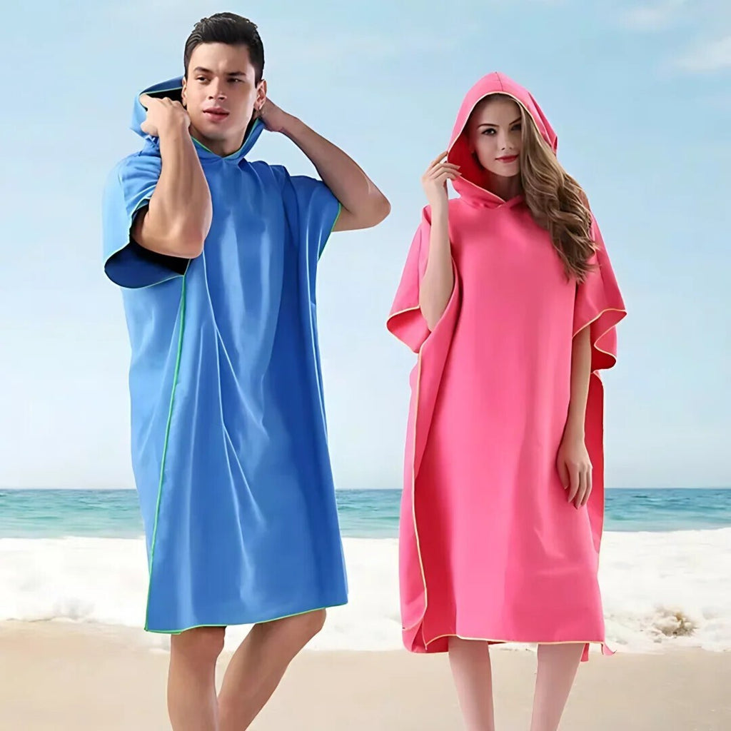 Men Women Changing Robe Beach Towel Bath Hooded Quick Dry Poncho Bathrobe