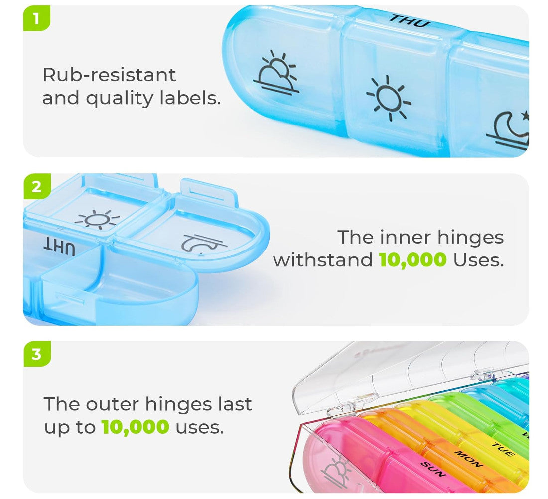 7 Day Pill Box Weekly Dispenser Container Tablet Daily Case Medicine Organizer