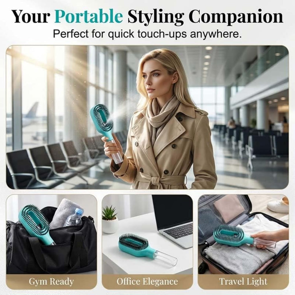 Hair Brush with Water Spray, 2-in-1 Detangling Tool for Frizz Control