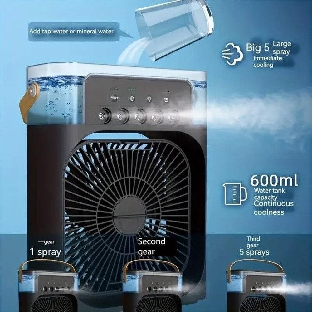 Portable 3-in-1 Fan Air Conditioner Small Cooler with LED Night Light
