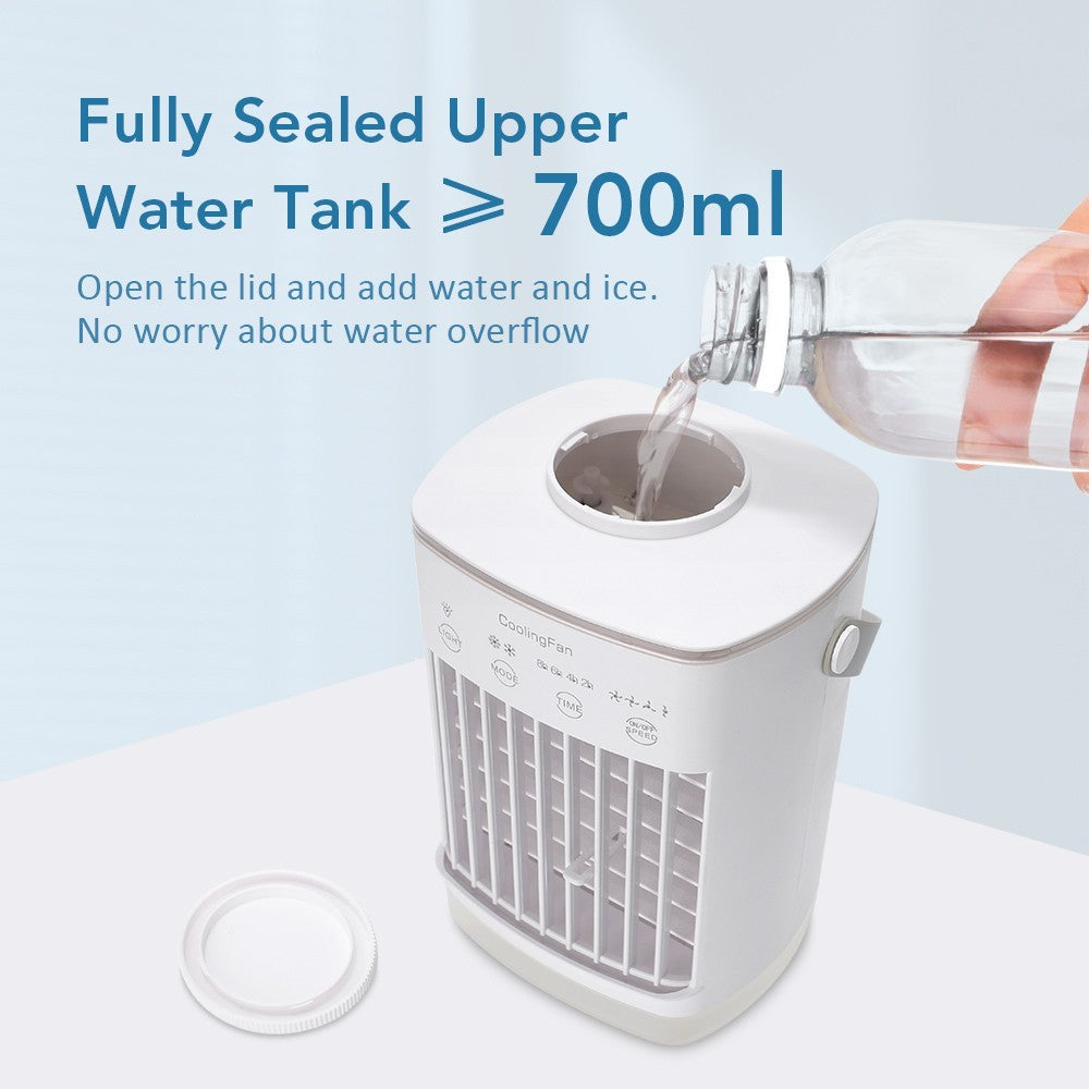 4 Speeds Portable Air Cooler Fan With 700ML Tank Ice Cold Cooling Conditioner