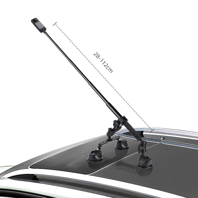 For Insta360 X5 X4 X3 X2 DJI Action Camera Car Suction Cup Mount+Selfie Stick