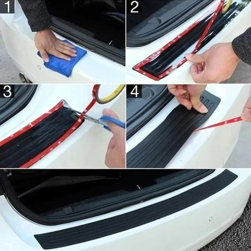 Car Rear Sill Plate Guard Bumper Protector Pad Cover Anti-Scratch Strip Rubber K