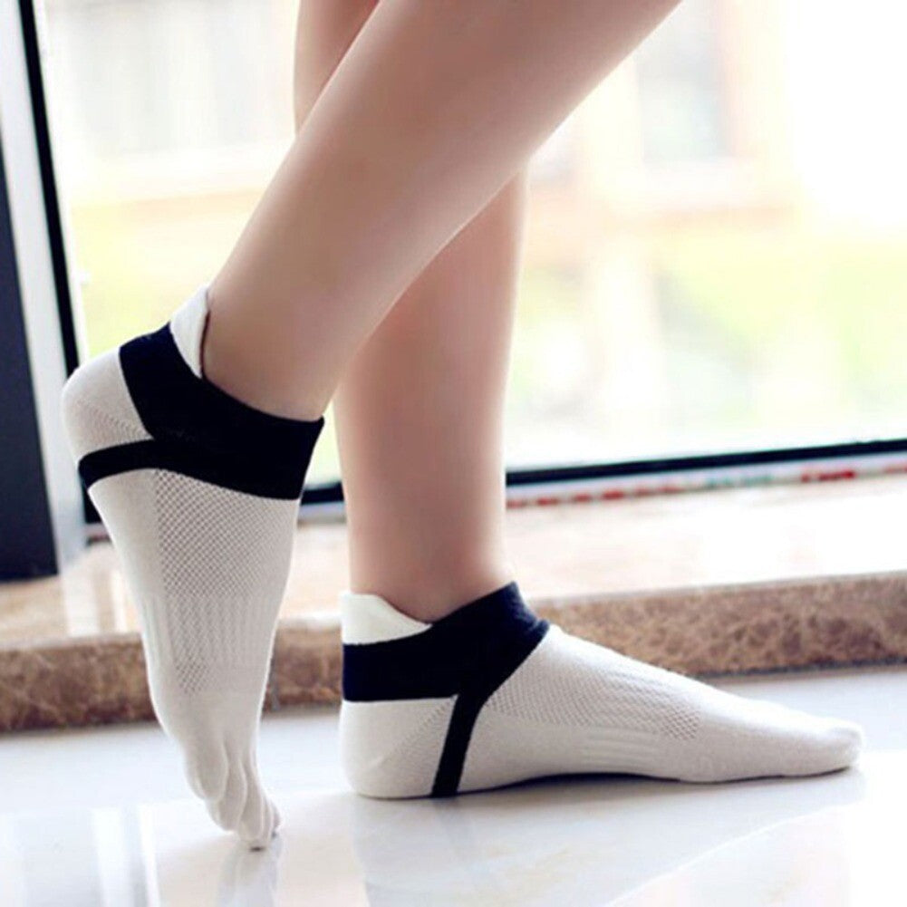Womens Cotton Toe Socks Pure Sports Five Finger Socks Breathable 1 pairs