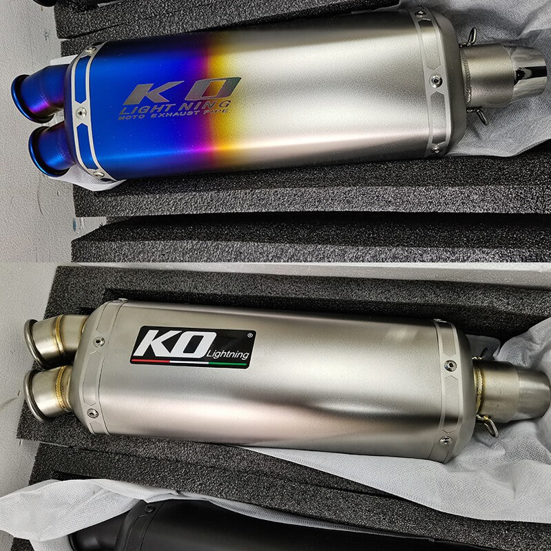51mm Universal Motorcycle Exhaust Pipe Dual-outlet Muffler 420mm Escape Modified