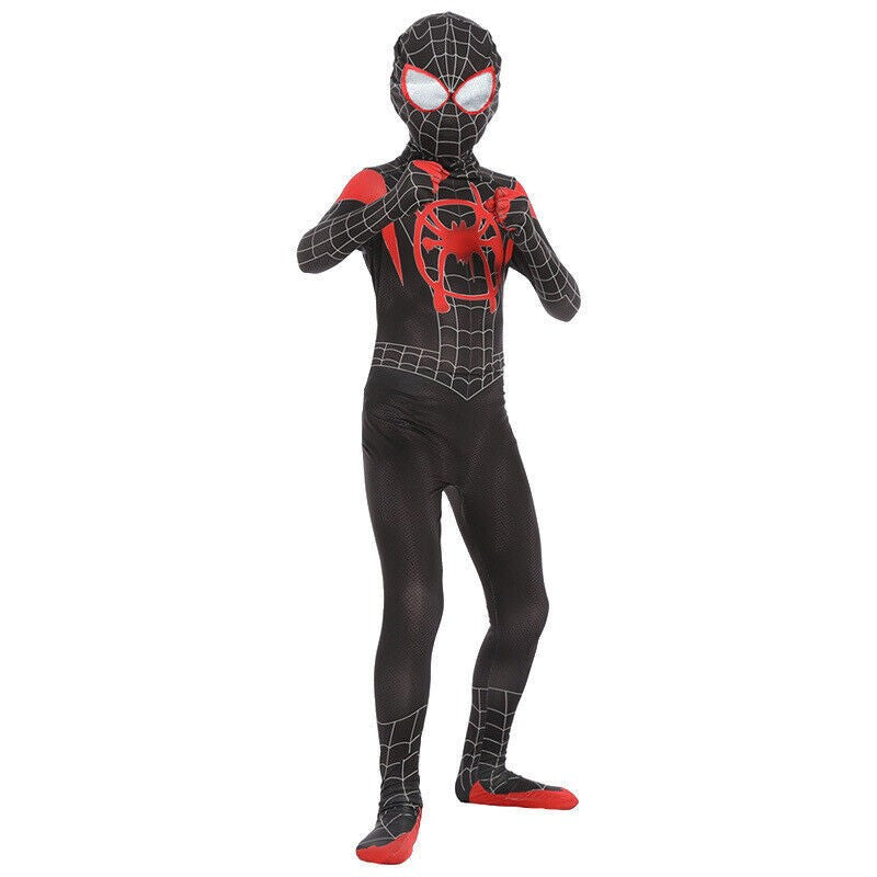 Miles Morales Spiderman Costume Men Boys Into Spider-Verse Cosplay Fancy Dress