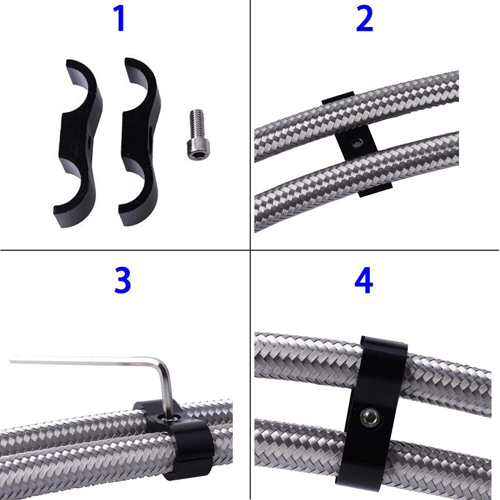 4 x AN6 6AN AN -6 Nylon Braided Stainless Fuel Oil Line Hose Separator Clamp