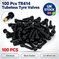 100pcs TR414 Tubeless Tyre Valves Rubber Car Wheel Valve Stems Universal Black
