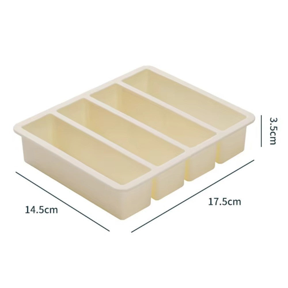 Silicone Food Freezing Molds 4 Grids Food Sauce Storage Durable Freezer Trays