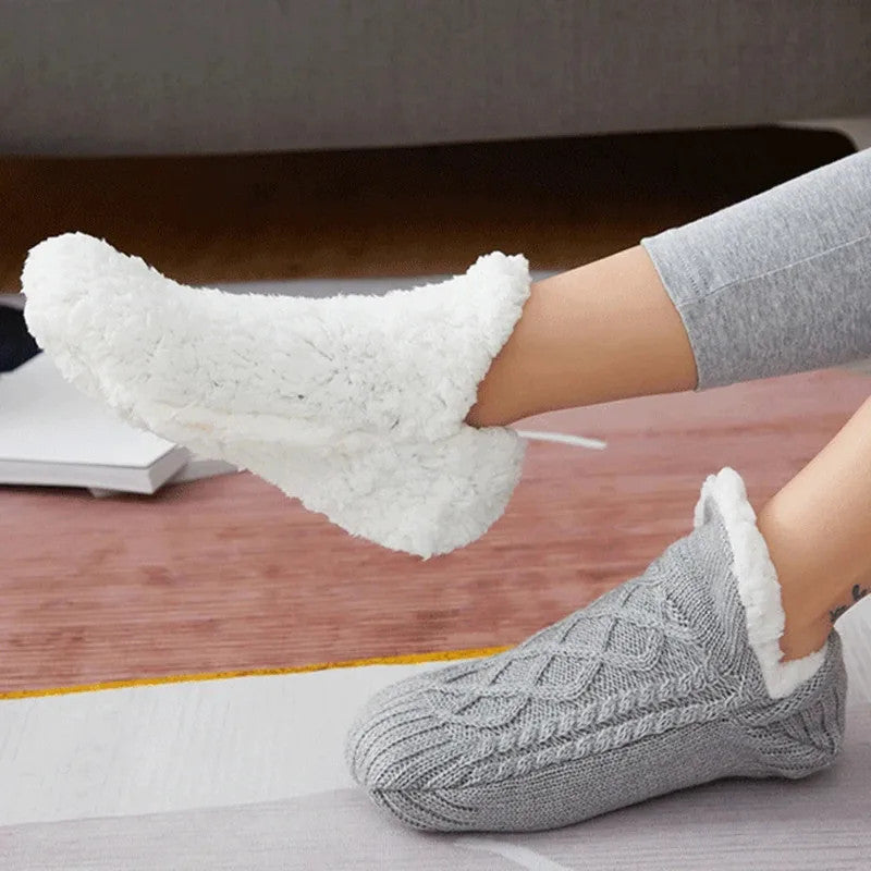 Fluffy Warm Slipper Socks – Non Slip Fleece Lined Winter Cosy Bed and Floor Sock