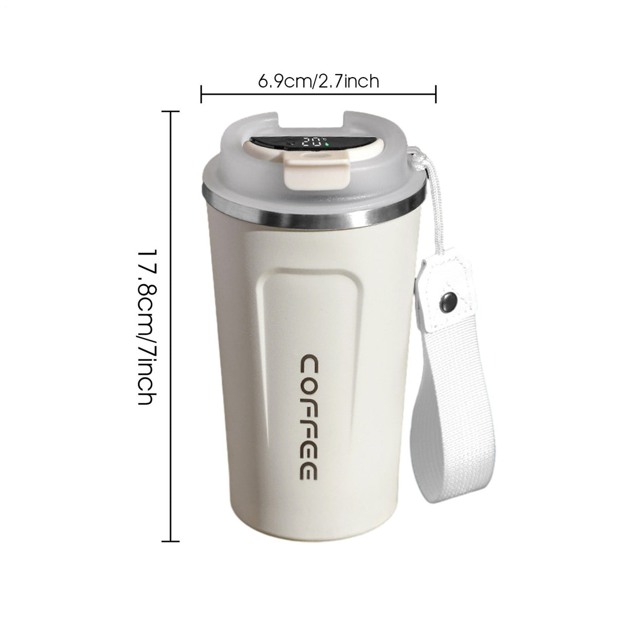 510ml Thermos Coffee Mug Stainless Steel Coffee Cup Temperature Display Vacuum
