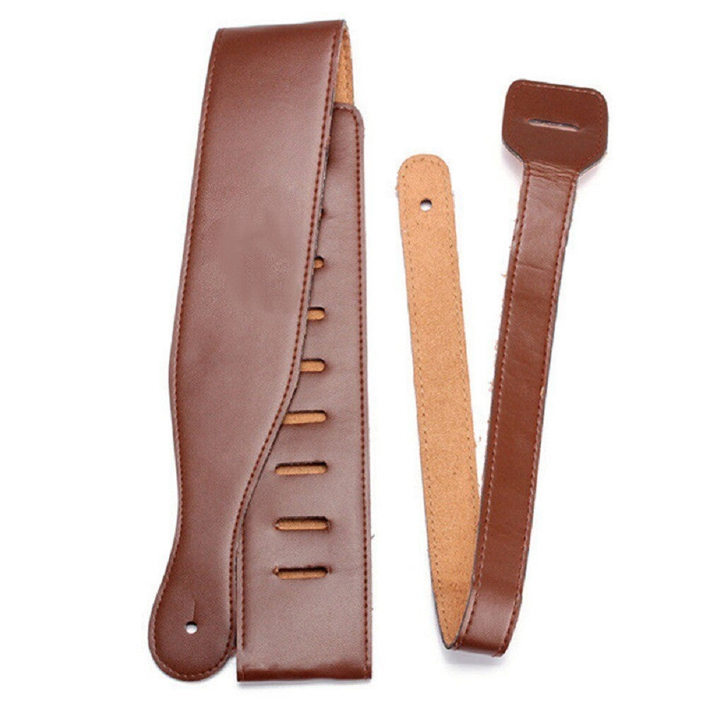 Brown Adjustable Soft Leather Thick Guitar Strap Belt for Electric Acoustic