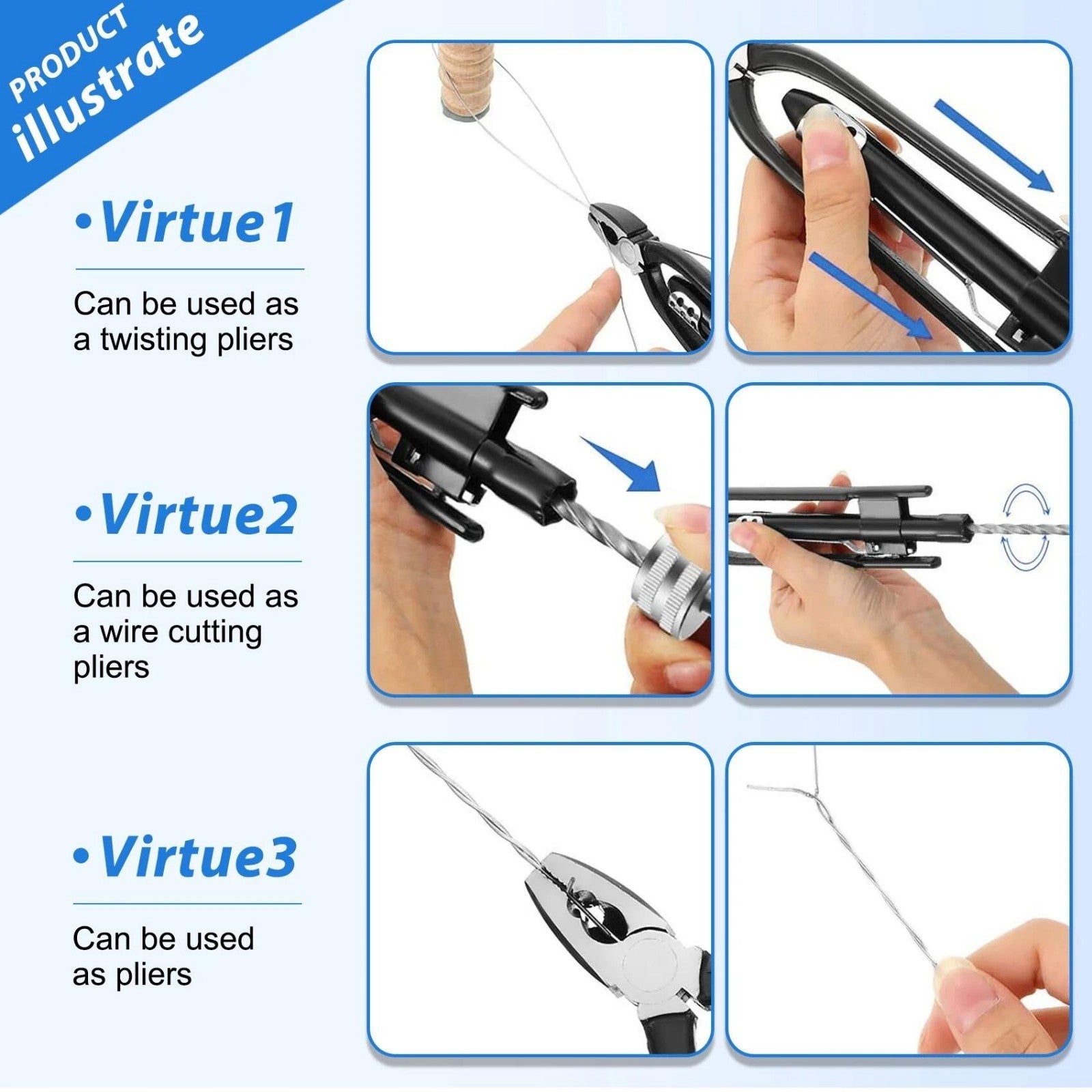 6inch Aircraft Safety Wire Twisting Pliers Set Lock Twister Tool / 15M