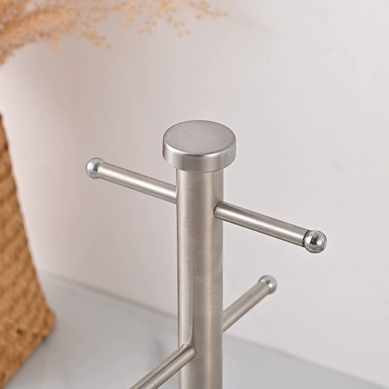 Stainless Steel Mug Tree Stand –6 Hook Coffee/Tea Cup Holder Rack for Countertop