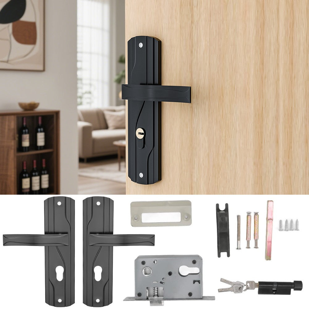 Lever Lock Set Lockable Door Handle Handles with 3 Keys Manganese Steel for Home