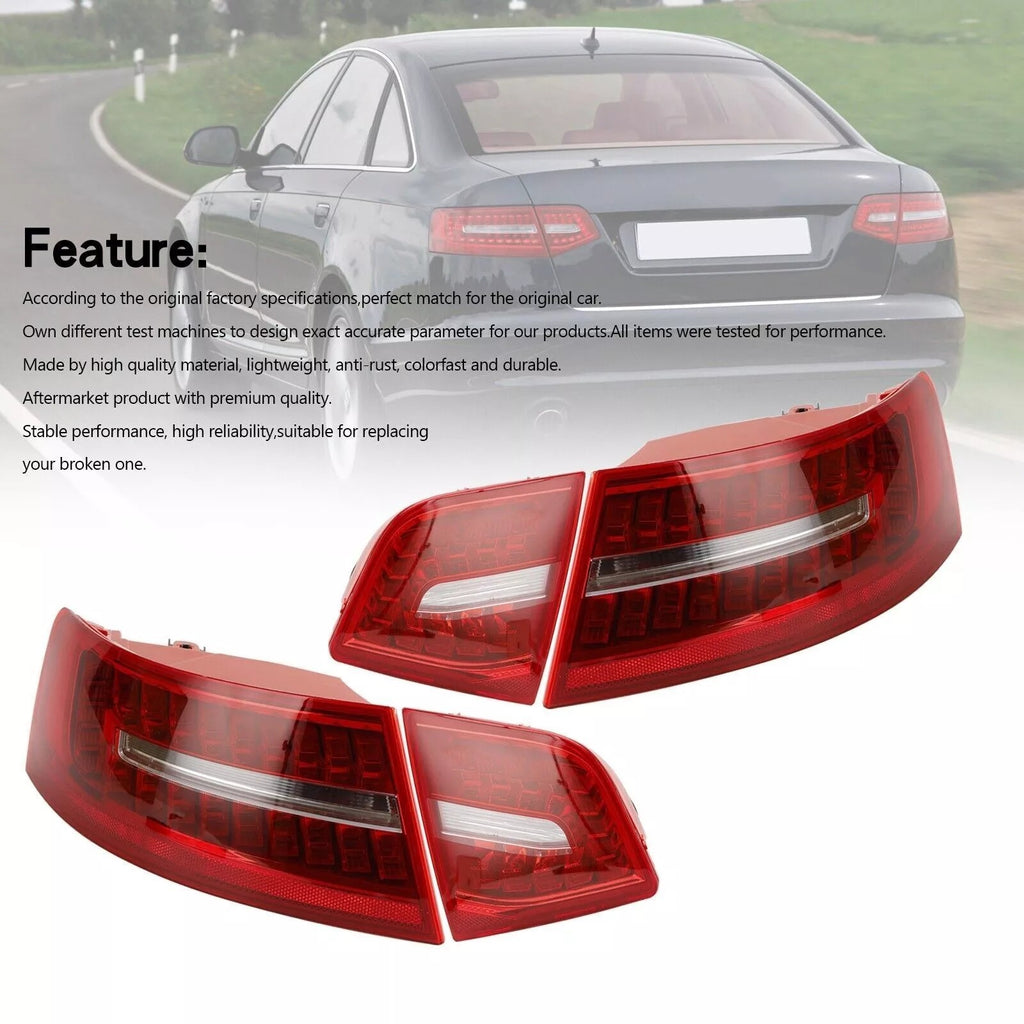 For Audi A6 S6 Saloon 2009-2011 LED Rear Outer Inner Tail Light Brake Lamp Set