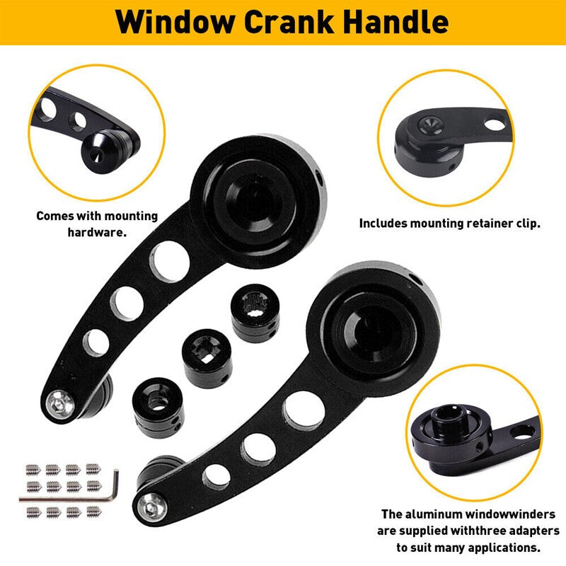 Pair Universal Black Car Truck Window/Door/Winder Riser Crank Handle Riser Alloy