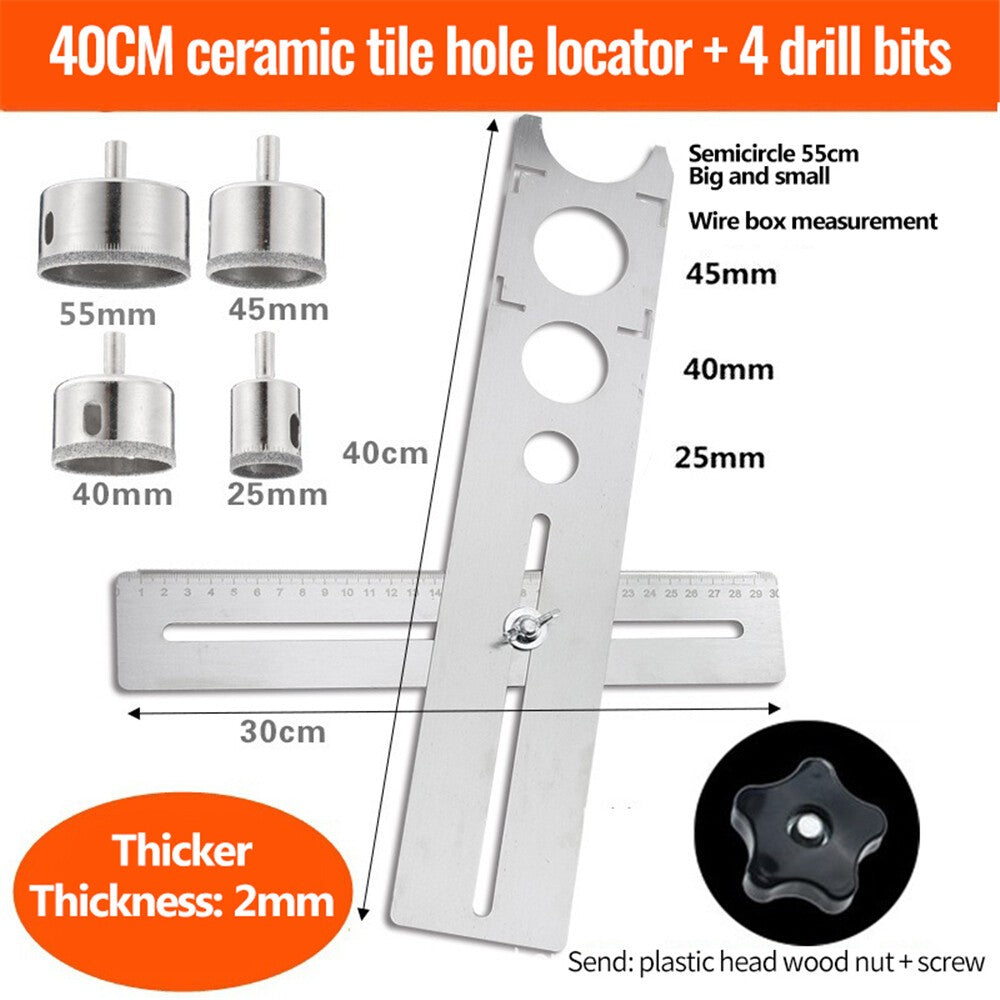 Stainless Steel Ceramic Tile Hole Locator Floor Drilling Guide Finder Gauge Tool