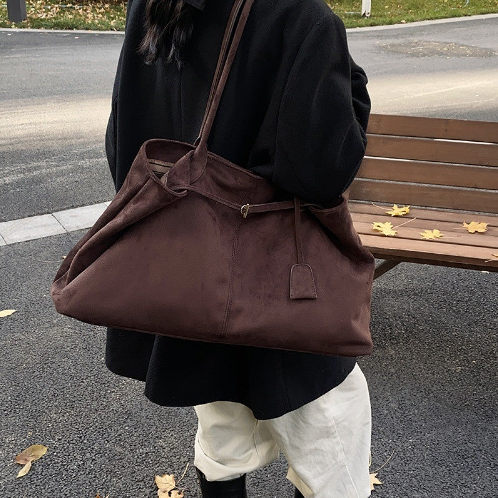 Women Tote Bag Shoulder Bag Suede Texture Large Work Handbag Casual Everyday