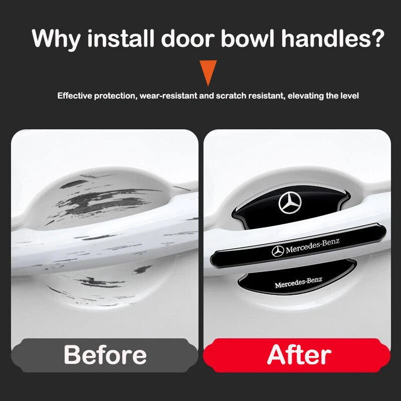 8pcs Black Car Door Handle Bowl Scratch Sticker Protector Film for Mercedes Benz