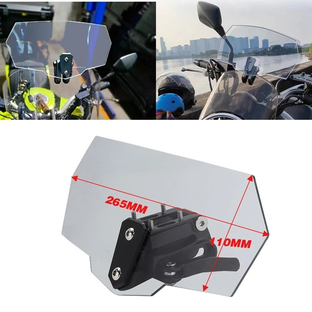 Motorcycle Motorbike Clip On Windshield Wind Screen Deflector Extension Spoiler