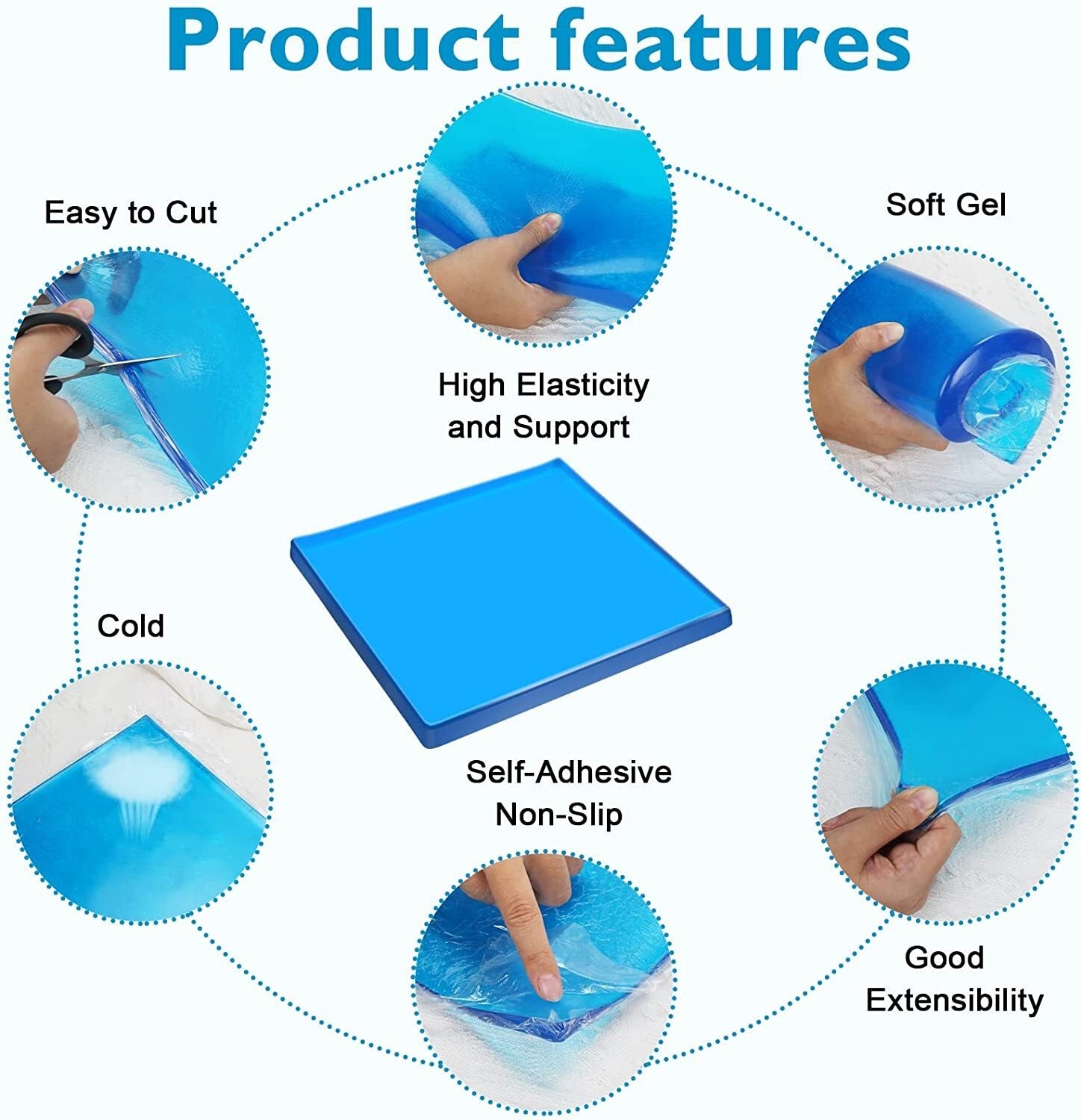 Motorcycle Seat Gel Pad Shock Absorption Mat Soft Cushion Blue (25x25x2cm) UK