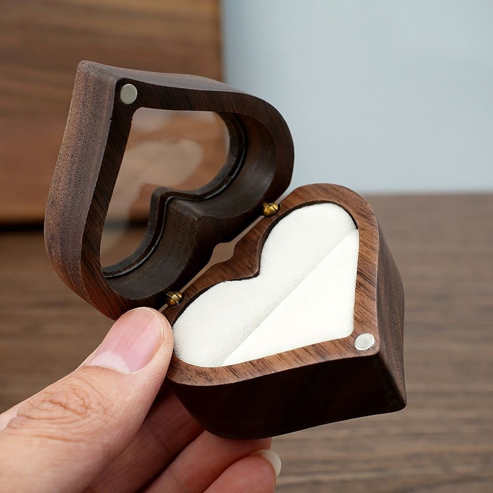 Shape Gifts Case Wooden Display Box Storage Holder Ring Storage Box Jewelry Box