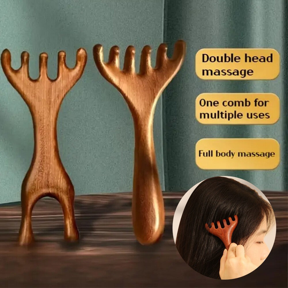 Sandalwood Acupressure Face Body Massage Comb - Scalp Relaxation Therapy Tool