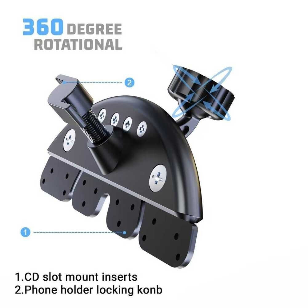 Secure CD Slot Car Mount for CarPlay with Adjustable Viewing Angles Black