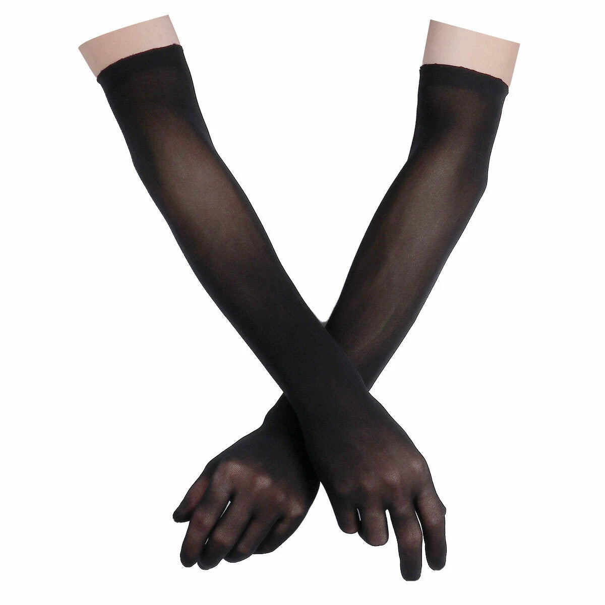 Women Sheer Mesh Full Finger Long Gloves Arm Opera Wedding Bridal Sun Protection