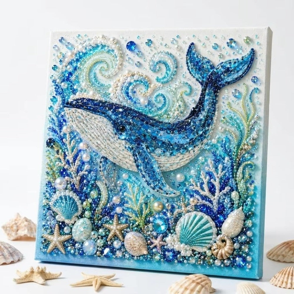 Ocean Theme Pearl Art DIY Kit, Sparkling 3D Diamonds Painting Kit Handcraft