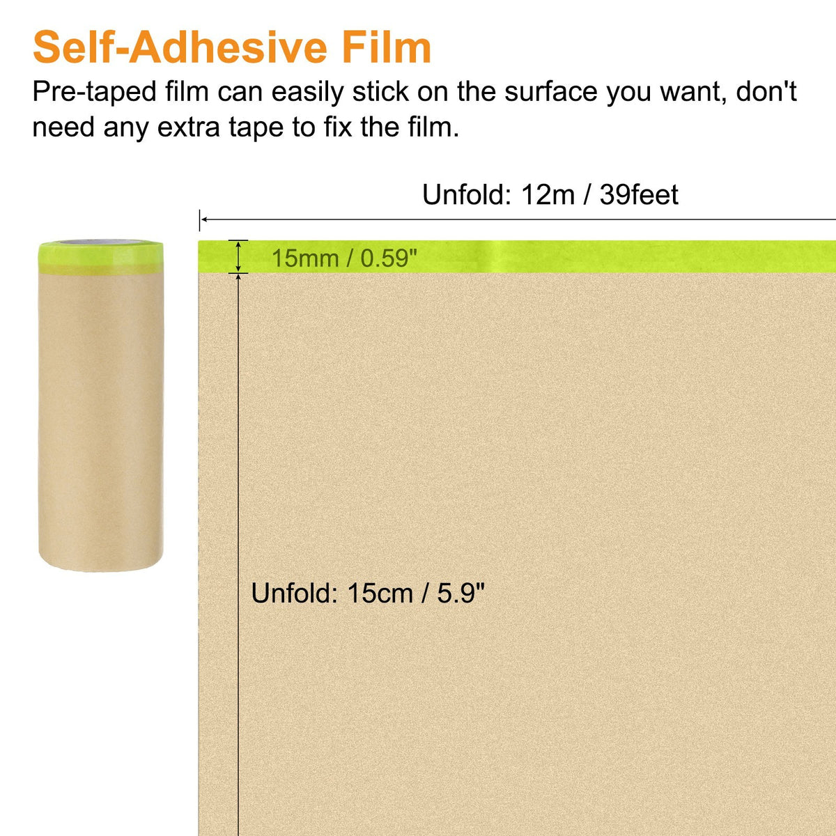 Pre-Taped Masking Paper with Dispenser Brown Paper