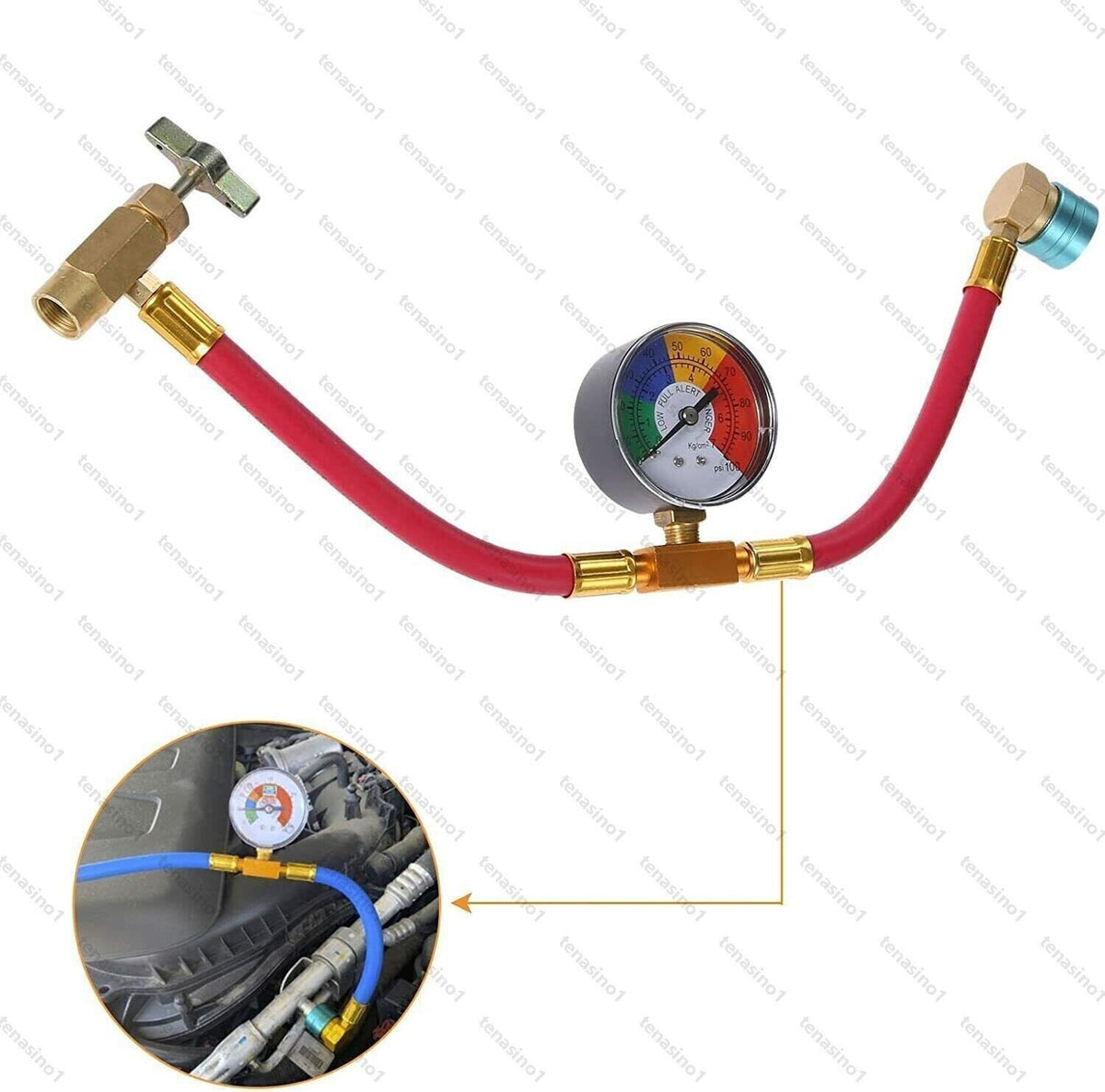 R1234YF Left Air Conditioning Refrigerant Charging Hose Recharge Car Gauges UK