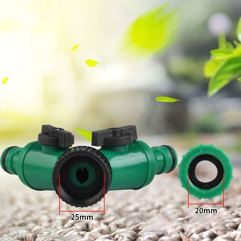2 Way Double Outside Garden Water Hose Pipe Tap Splitter Dual '' Connector UK