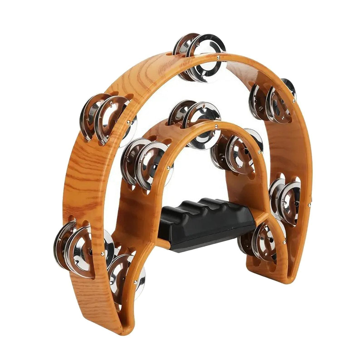 Double Row Tambourine Half Moon Tambourine Portable Clear Sound Ergonomic Grip