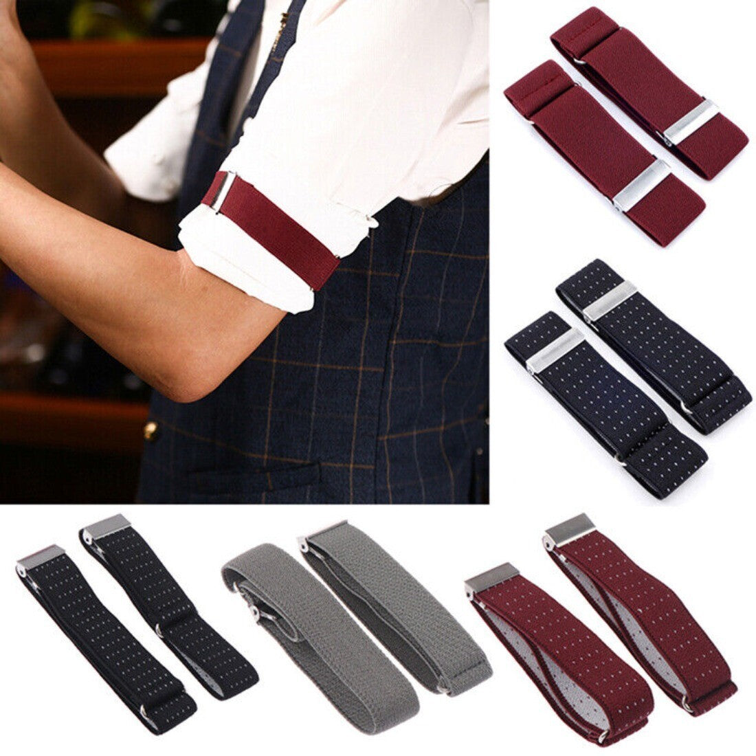 Adjustable Elastic Non Slip Shirt Belt Cufflinks Sleeves Holder Arm Garter sh