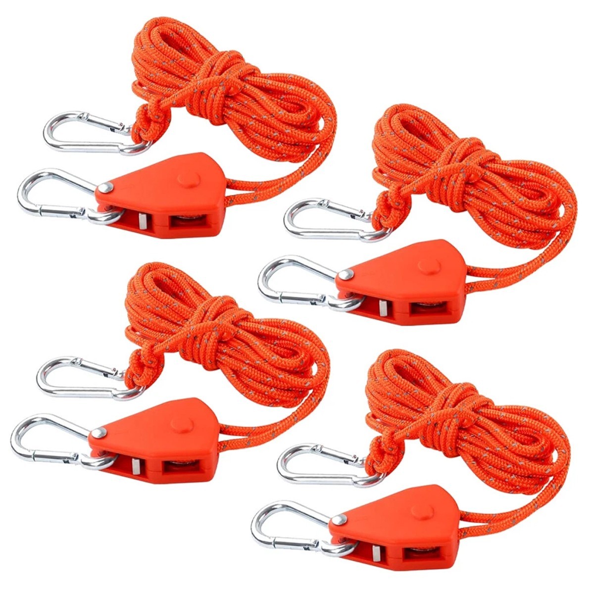 4X Adjustable Camping Ratchet Pulley Tent Guide Rope Guy Line Tensioner Tie Down