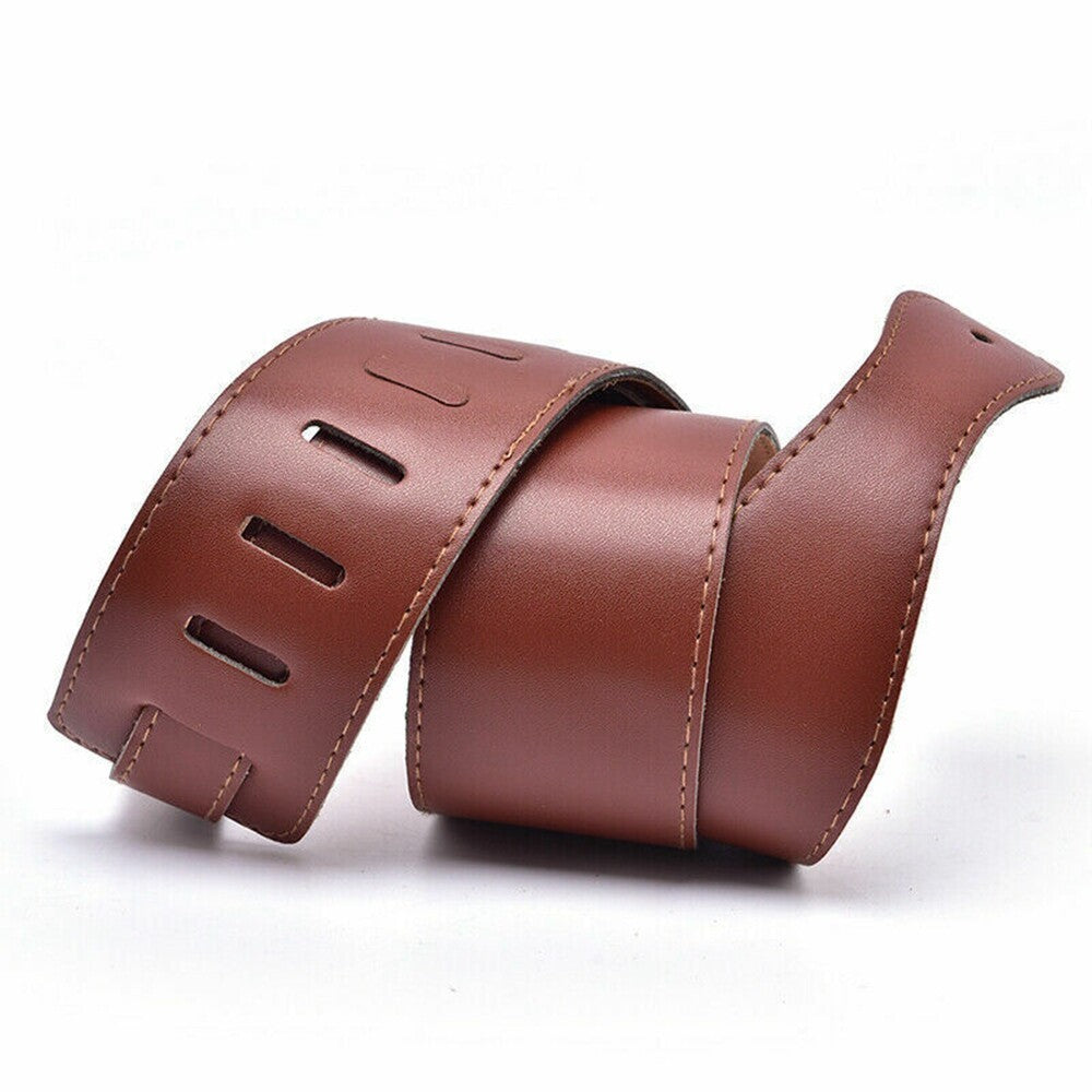 Brown Adjustable Thick Soft Leather Guitar Strap for Acoustic & Electric Guitar