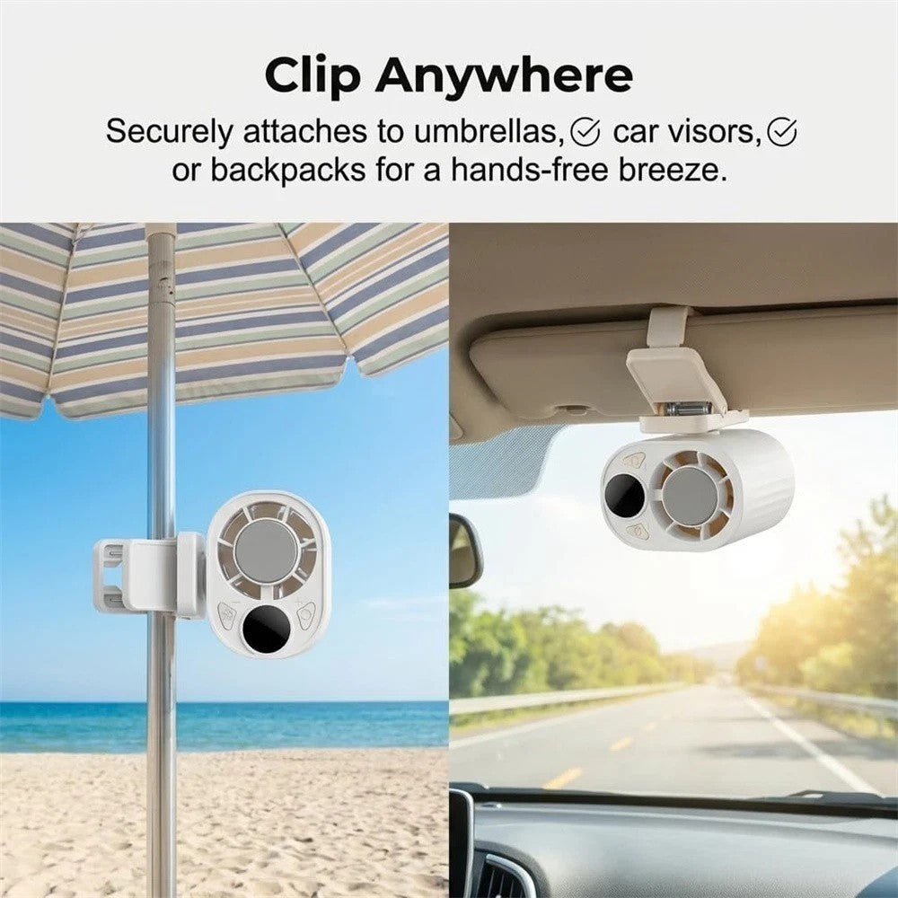Clip On Ice Cold Fan for Waist Semiconductor Cooling with LED Display USB Fans
