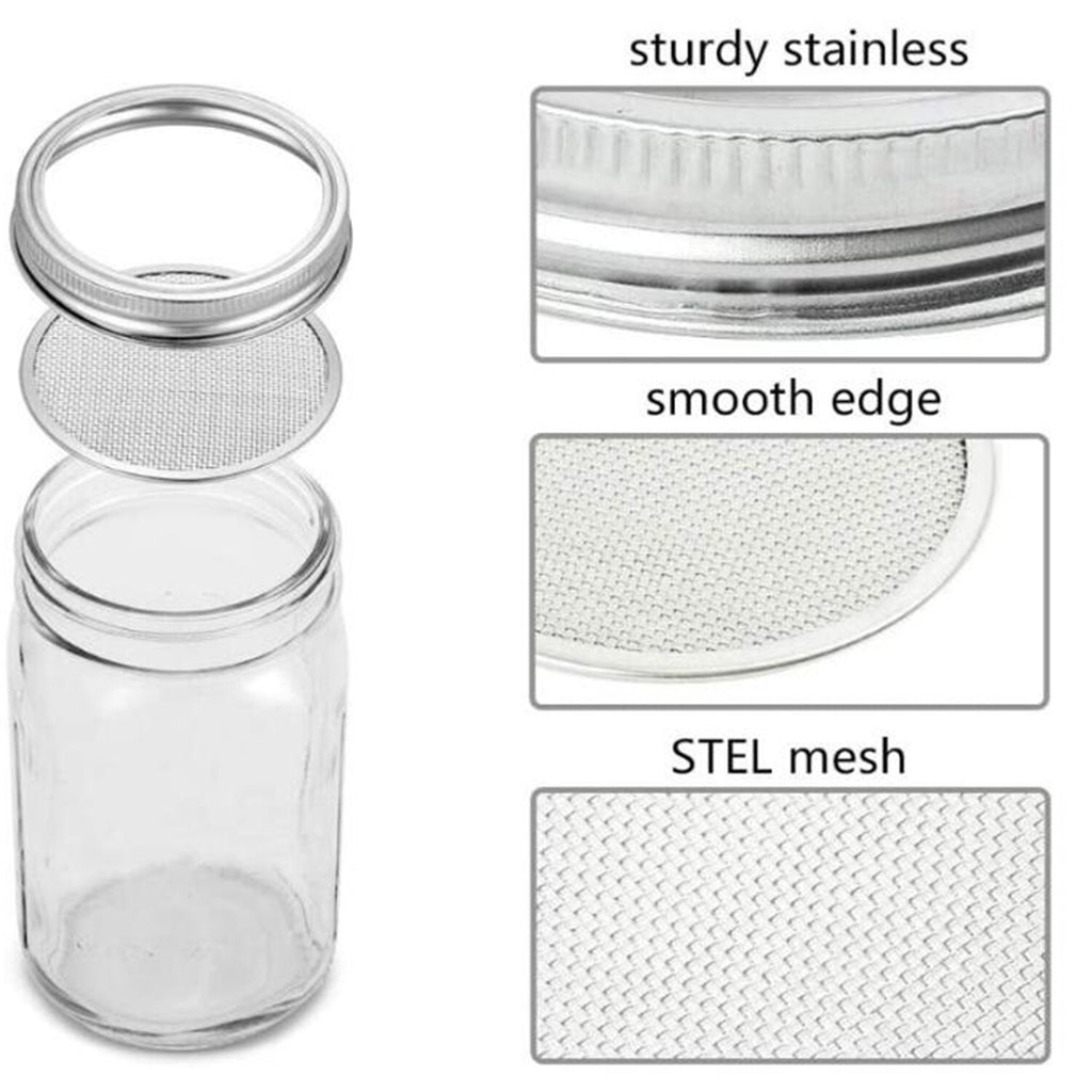 16OZ Seed Sprouter Kit Sprouting Mason Jar w/ Stainless Steel Strainer+Lid+Stand