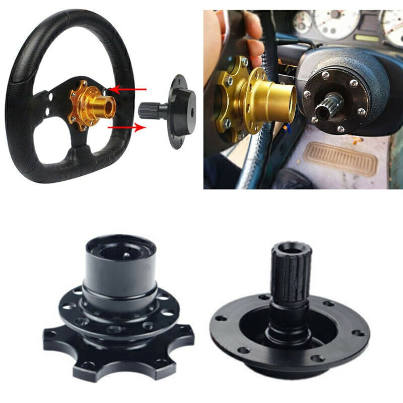 Quick Release/Snap Off Steering Wheel Boss/Hub Race/Rally/Motorsport/Track Black