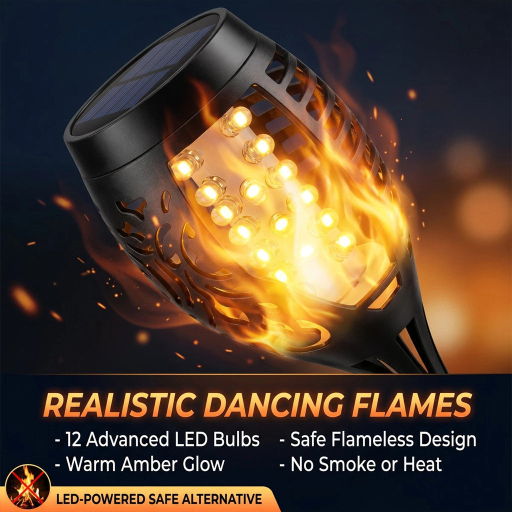 4/8 Pcs Solar Flickering Flame Torch Lights Outdoor Garden Stake Lamp Waterproof
