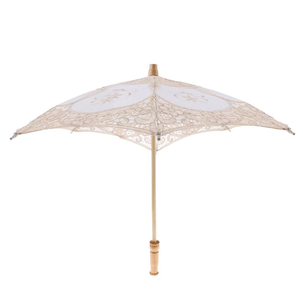 Lace Parasol Vintage Wooden Handle Umbrella For Wedding