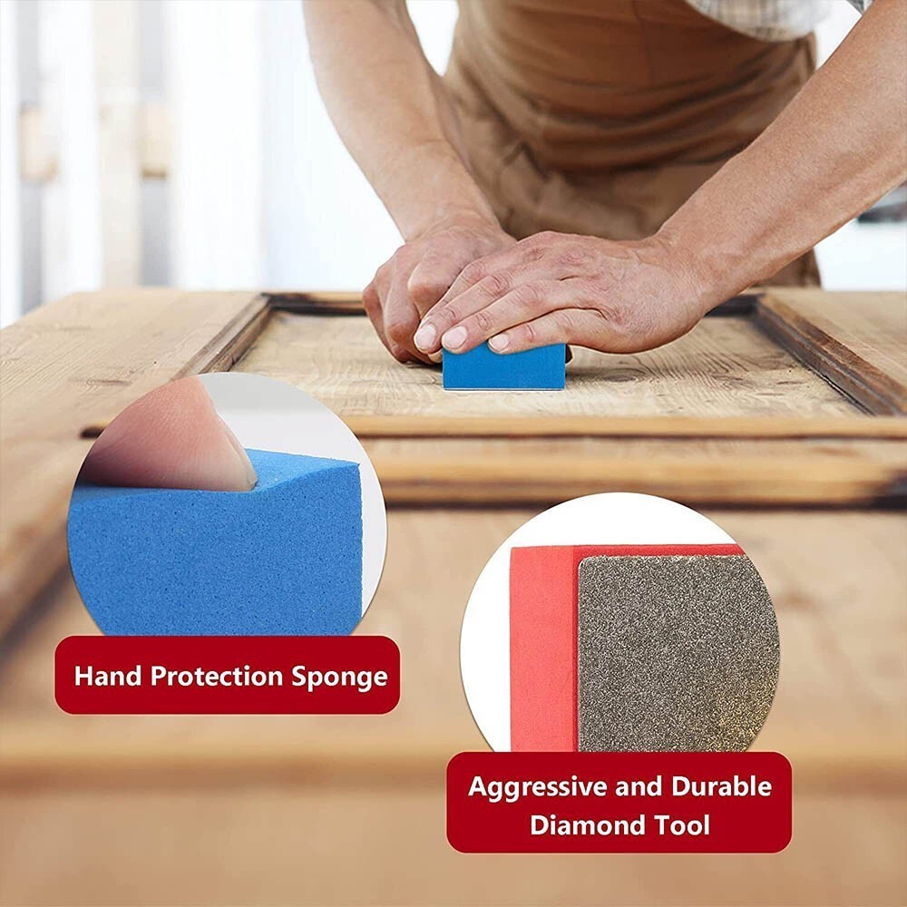 Tile Glass Marble Grinding Block Sanding Disc  Diamond Hand Polishing Pads SET