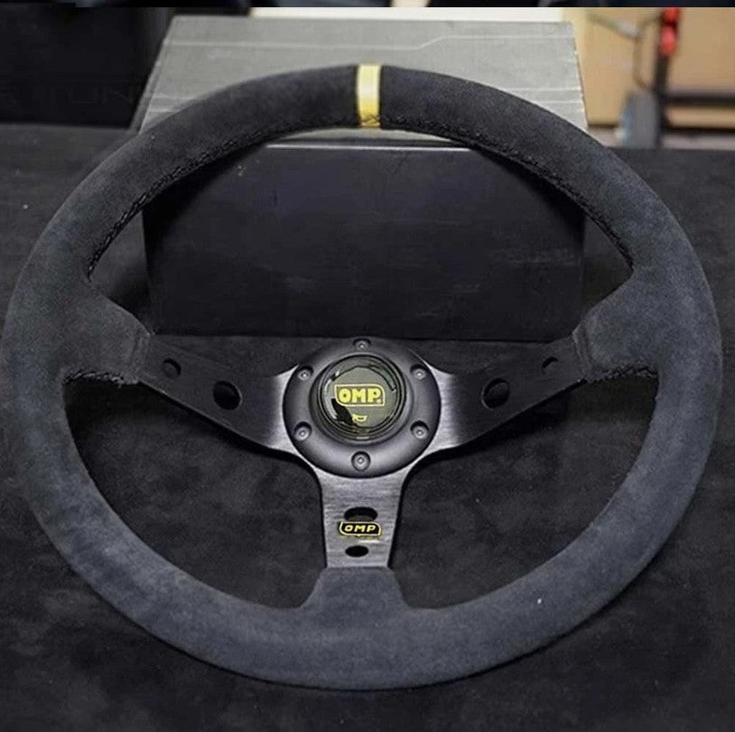 OMP 350mm 14' Suede Leather Black Deep Cone Racing Sport Steering Wheel~~~