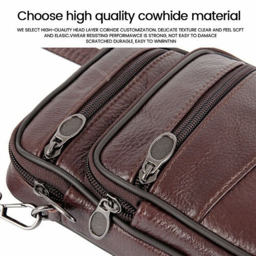 Vintage Men's Genuine Cow Leather Messenger Bag Shoulder Bag Handbag