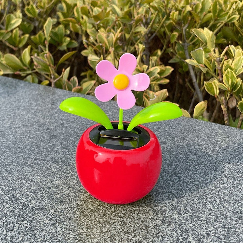 Pack of 4 Solar Powered Bubble Head Dancing Flowers for Office and Car Decor
